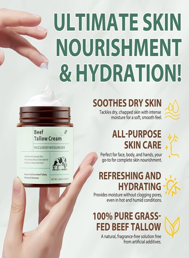 سكاي نيست دهن البقر للبشرة - بلسم مخفوق من دهن البقر والعسل مع دهن البقر الذي يتغذى على العشب - مرطب يومي عضوي للوجه والجسم - تغذية عميقة للبشرة الحساسة - 127 غرام - Image 3